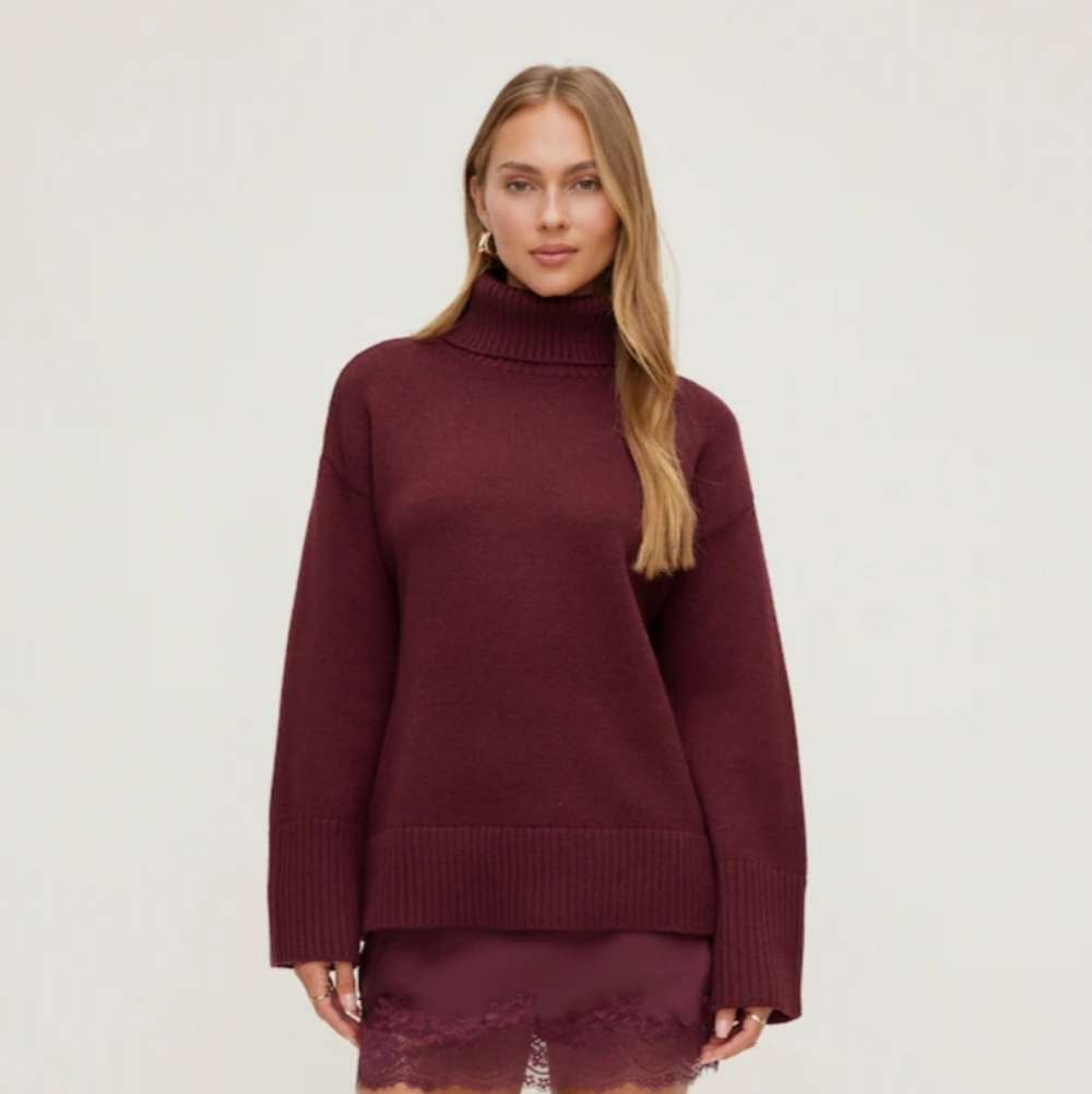 Dynamite Burgundy Knit Sweater